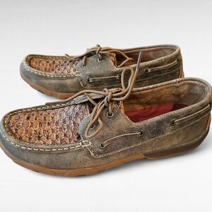 Twisted X Casual Shoes Driving Mocs Snake Skin Print Leather WDM0069 Size 8.5M